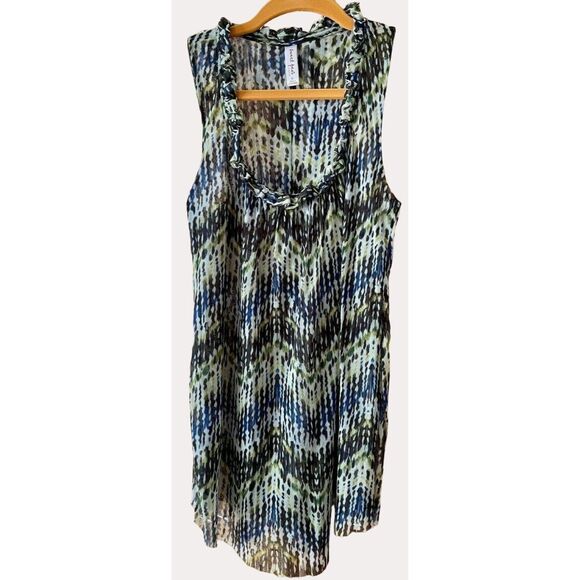 Sweet Pea Anthropologie Stacy Frati Nylon Mesh Top Tank Cami Blouse Blue Green S - Picture 1 of 4